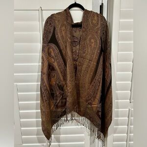 Brown Paisley Collection Eighteen Wrap/Scarf, Fringe Bottom.  New With Tags.